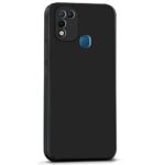 kelpuj Back Cover for Infinix Hot 10 Play | Ultra Slim Soft Rubberised Case | Inner Velvet Fabric Lining | Matte Silicone Flexible Mobile Case | Camera Protection - Black - Image 5
