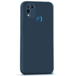 kelpuj Back Cover for Infinix Hot 10 Play | Ultra Slim Soft Rubberised Case | Inner Velvet Fabric Lining | Matte Silicone Flexible Mobile Case | Camera Protection - Blue - Image 5