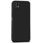 Ultra Slim Soft Rubberised Back Case Cover for Samsung Galaxy A22 5G | F42 5G | Inner Velvet Fabric Lining | Matte Silicone Flexible Camera Protection Back Cover - Black - Image 5