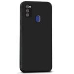 Ultra Slim Soft Rubberised Back Cover Case for Samsung Galaxy M21 | M30s | M21 2021 | Inner Velvet Fabric Lining | Matte Silicone Flexible Camera Protection Back Case - Black - Image 5