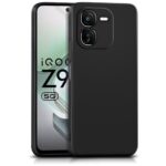 Back Cover for iQOO Z9x 5G | Ultra Slim Soft Rubberised Case | Inner Velvet Fabric Lining | Matte Silicone Flexible Mobile Case | Camera Protection - Black