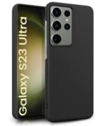 Slim Frameless Back Cover for Samsung Galaxy S23 Ultra 5G | Ultra Thin Lightweight Design & Camera Protection | Soft Matte Silicone Flexible Mobile Case (Black)