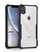 Shock Proof Clear Back Cover Case Mobile Cover for Apple iPhone XR (Hard | Hybrid PC + TPU | Full Armour Device & Camera Protection | Black)