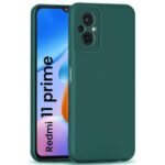 Back Cover for Xiaomi Redmi 11 Prime 4G | Ultra Slim Soft Rubberised Case | Inner Velvet Fabric Lining | Matte Silicone Flexible Mobile Case | Camera Protection - Green