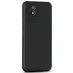 Ultra Slim Soft Rubberised Back Cover Case for Vivo Y02 | Vivo Y02t | Inner Velvet Fabric Lining | Matte Silicone Flexible Camera Protection Back Cover ? Black - Image 3