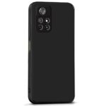 kelpuj Ultra Slim Soft Rubberised Back Cover for Redmi Note 11T 5G | Poco M4 Pro 5G | Inner Velvet Fabric Lining | Matte Silicone Flexible Camera Protection Back Case - Black - Image 5