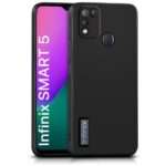 Back Cover for Infinix Smart 5 | Ultra Slim Soft Rubberised Case | Inner Velvet Fabric Lining | Matte Silicone Flexible Mobile Case | Camera Protection - Black