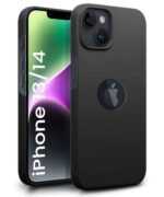 Slim Frameless Back Cover for iPhone 13 | iPhone 14 | Ultra Thin Lightweight Design & Camera Protection | Soft Matte Silicone Flexible Mobile Case (Black)