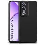 kelpuj Back Cover for Oppo A3 Pro 5G | Oppo K12x 5G | Ultra Slim Soft Rubberised Case | Inner Velvet Fabric Lining | Matte Silicone Flexible Mobile Case | Camera Protection - Black