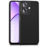 kelpuj Back Cover for Oppo A3x 5G | A3x 4G | A3 5G | Ultra Slim Soft Rubberised Case | Inner Velvet Fabric Lining | Matte Silicone Flexible Mobile Case | Camera Protection - Black
