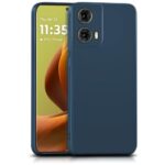 Back Cover for Motorola Moto G85 5G | Ultra Slim Soft Rubberised Case | Inner Velvet Fabric Lining | Matte Silicone Flexible Mobile Case | Camera Protection - Blue
