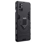 Shock Proof Back Case Mobile Cover for 1+ OnePlus 9R | 8T (Armor | Hybrid PC + TPU | Full Protection with Ring Holder Kickstand | Black)