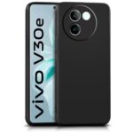 Back Cover for Vivo V30e 5G | Ultra Slim Soft Rubberised Case | Inner Velvet Fabric Lining | Matte Silicone Flexible Mobile Case | Camera Protection - Black
