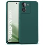 Back Cover for iQOO Z9 5G | Ultra Slim Soft Rubberised Case | Inner Velvet Fabric Lining | Matte Silicone Flexible Mobile Case | Camera Protection  Green