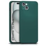Back Cover for Apple iPhone 15 Plus | Ultra Slim Soft Rubberised Case | Inner Velvet Fabric Lining | Matte Silicone Flexible Mobile Case | Camera Protection - Green
