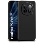 Back Cover for Realme P2 Pro 5G | Ultra Slim Soft Rubberised Case | Inner Velvet Fabric Lining | Matte Silicone Flexible Mobile Case | Camera Protection - Black