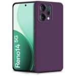 Back Cover for Oppo Reno 14 5G | Ultra Slim Soft Rubberised Case | Inner Velvet Fabric Lining | Flexible Mobile Case | Camera Protection - Purple