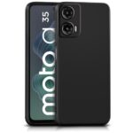 kelpuj Back Cover for Motorola Moto G35 5G | Ultra Slim Soft Rubberised Case | Inner Velvet Fabric Lining | Matte Silicone Flexible Mobile Case | Camera Protection - Black