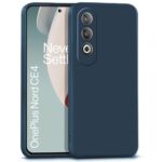 kelpuj Back Cover for 1+ OnePlus Nord CE 4 5G | Ultra Slim Soft Rubberised Case | Inner Velvet Fabric Lining | Matte Silicone Flexible Mobile Case | Camera Protection - Blue