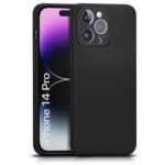 Back Cover for Apple iPhone 14 Pro | Ultra Slim Soft Rubberised Case | Inner Velvet Fabric Lining | Matte Silicone Flexible Mobile Case | Camera Protection - Black