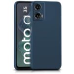 Back Cover for Motorola Moto G35 5G | Ultra Slim Soft Rubberised Case | Inner Velvet Fabric Lining | Matte Silicone Flexible Mobile Case | Camera Protection - Blue