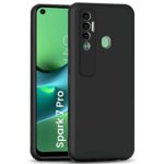 Protective Sleek Back Case Cover for Tecno Spark 7 Pro (Flexible | Silicone | Shock Proof, Anti Slip, Soft Rubberised | Pitch Black)
