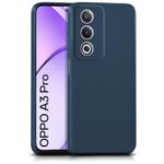 Back Cover for Oppo A3 Pro 5G | Oppo K12x 5G | Ultra Slim Soft Rubberised Case | Inner Velvet Fabric Lining | Matte Silicone Flexible Mobile Case | Camera Protection - Blue