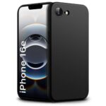 Back Cover for iPhone 16e | Ultra Slim Soft Rubberised Case | Inner Velvet Fabric Lining | Matte Silicone Flexible Mobile Case | Camera Protection - Black