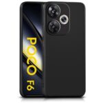 Back Cover for Xiaomi Poco F6 5G | Ultra Slim Soft Rubberised Case | Inner Velvet Fabric Lining | Matte Silicone Flexible Mobile Case | Camera Protection - Black
