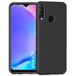 Ultra Slim Matte Shockproof Soft Silicone Back Case Cover for Vivo Y12 | Y15 | Y17- Pitch Black