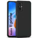 Back Cover for Xiaomi Redmi 11 Prime 4G | Ultra Slim Soft Rubberised Case | Inner Velvet Fabric Lining | Matte Silicone Flexible Mobile Case | Camera Protection - Black