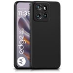 Back Cover for Motorola Moto Edge 50 Neo 5G | Ultra Slim Soft Rubberised Case | Inner Velvet Fabric Lining | Matte Silicone Flexible Mobile Case | Camera Protection - Black