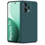 Back Cover for Oppo Reno 14 5G | Ultra Slim Soft Rubberised Case | Inner Velvet Fabric Lining | Flexible Mobile Case | Camera Protection - Green