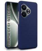 kelpuj Slim Frameless Back Cover for Realme GT 6T 5G | Realme GT 6 | Ultra Thin Lightweight Design & Camera Protection | Soft Matte Silicone Flexible Mobile Case (Blue)
