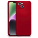 Back Cover for Apple iPhone 14 Plus | Ultra Slim Soft Rubberised Case | Inner Velvet Fabric Lining | Matte Silicone Flexible Mobile Case | Camera Protection - Crimson Red