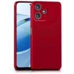 kelpuj Back Cover for Mi Redmi 12 5G | Poco M6 Pro 5G | Ultra Slim Soft Rubberised Case | Inner Velvet Fabric Lining | Matte Silicone Flexible Mobile Case | Camera Protection - Crimson Red
