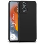Back Cover for Motorola Moto Edge 50 Fusion | Ultra Slim Soft Rubberised Case | Inner Velvet Fabric Lining | Matte Silicone Flexible Mobile Case | Camera Protection - Black