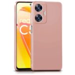 kelpuj Back Cover for Realme C55 | Realme Narzo N55 | Ultra Slim Soft Rubberised Case | Inner Velvet Fabric Lining | Matte Silicone Flexible Mobile Case | Camera Protection - Baby Pink