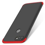 Double Dip 3 in 1 Case [ Anti Slip ] Super Slim [Hard] Hybrid PC All Angle Protection Lightweight Matte Hard Back Case Cover for Realme 2 - Black with Red