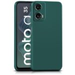 Back Cover for Motorola Moto G35 5G | Ultra Slim Soft Rubberised Case | Inner Velvet Fabric Lining | Matte Silicone Flexible Mobile Case | Camera Protection - Green