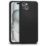 Back Cover for Apple iPhone 15 Plus | Ultra Slim Soft Rubberised Case | Inner Velvet Fabric Lining | Matte Silicone Flexible Mobile Case | Camera Protection - Black