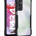 Shock Proof Clear Mobile Back Cover Case for Samsung Galaxy M34 5G | F34 5G | AirEDGE Technology | Hard | Hybrid PC + TPU | Full Armour Device & Camera Protection - Black