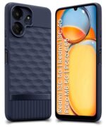 Back Cover for Mi Redmi 13C 5G | Redmi 13C 4G | Poco M6 5G | Poco C65 | Hexa Cube Design | Inner Velvet Fabric Soft Case | Matte Silicone Flexible Mobile Case | Camera Protection - Blue