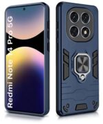 Shock Proof Back Case Mobile Cover for Redmi Note 14 Pro 5G | Poco X7 5G | Back Cover Case (Tough Armor | Hybrid PC + TPU | Ring Holder & in-Built Kickstand | Blue) - Image 3