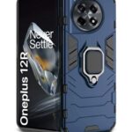 Shock Proof Back Case Mobile Cover for 1+ OnePlus 12R 5G | Back Cover Case (Tough Armor | Hybrid PC + TPU | Ring Holder & in-Built Kickstand | Blue)