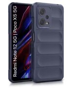 Ultimate Silicon Back Cover Case for Redmi Note 12 5G | Poco X5 5G | Military Grade Drop Protection Shockproof Bumper | Anti-Slip Grip | Scratch Proof Micro-Fibre Cloth Inside (Deep Blue)