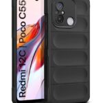 Ultimate Silicon Back Cover Case for Xiaomi Redmi 12C | Poco C55 | Military Grade Drop Protection Shockproof Bumper | Anti-Slip Grip | Scratch Proof Micro-Fibre Cloth Inside (Pitch Black)