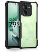 Thermoplastic Polyurethane Shock Proof Clear Protective Back Case for Iqoo Z9X 5G-Airedge Technology|360 Degree Camera Protection|Transparent Hybrid Back Case Mobile Cover-Black