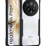 kelpuj Shock Proof Clear Protective Back Case for Realme 14 Pro Plus 5G - AirEDGE Technology | 360 Degree Camera Protection | Transparent Hybrid Back Case Mobile Cover - Black