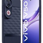 Back Cover for iQOO Z10R 5G | Vivo V50 5G | V50e 5G | V50 Elite Edition with Hexa Cube Design | Ultra Slim Soft Case | Inner Velvet Fabric | Silicone Flexible Mobile Case  Blue